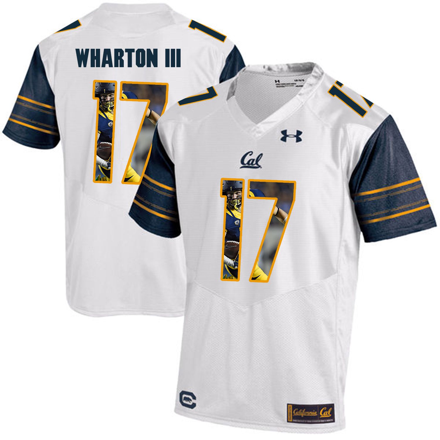 Men California Golden Bears #17 Vic Wharton III White Customized NCAA Jerseys->customized ncaa jersey->Custom Jersey